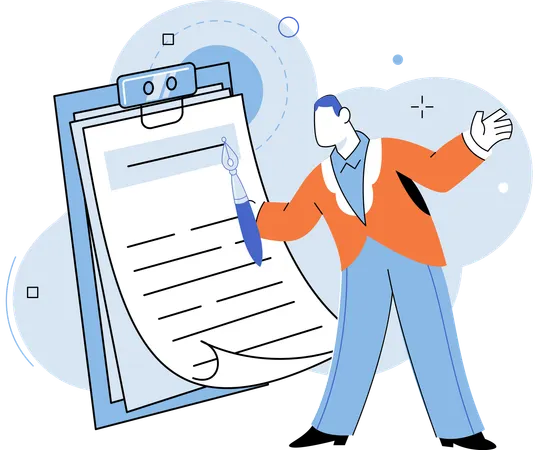 報告書を書いている男性  イラスト