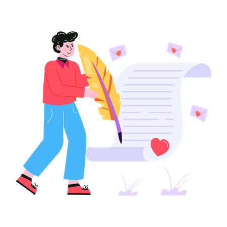 Man writing love letter for lover Illustration