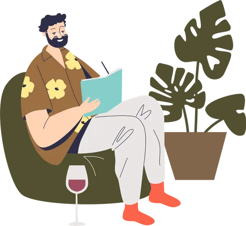 Man writing notes in notebook  Illustration
