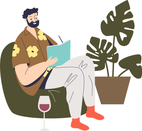 Man writing notes in notebook  Illustration