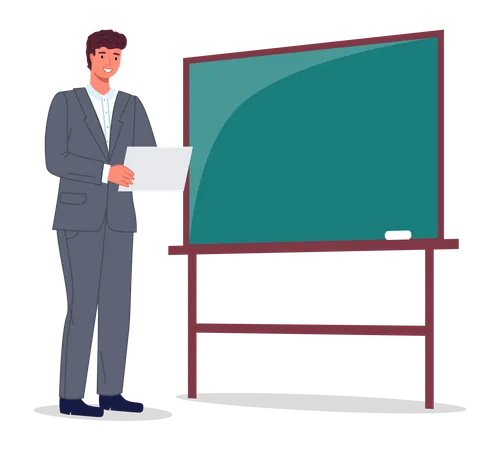 Man writing on blackboard  Illustration