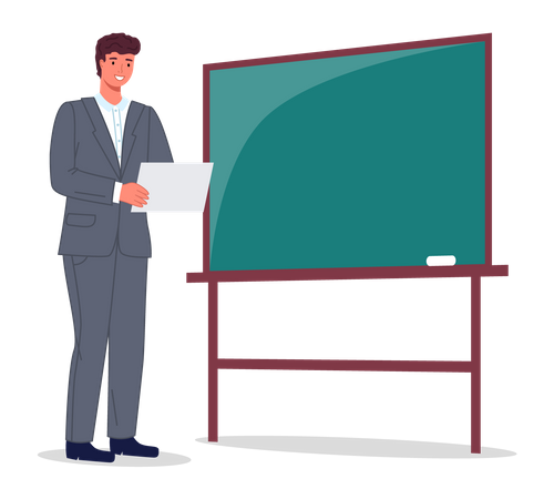 Man writing on blackboard  일러스트레이션