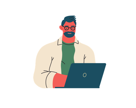 Man writing on laptop  Illustration