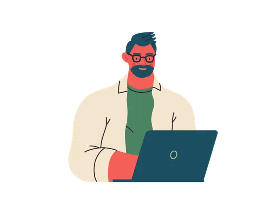 Man writing on laptop  Illustration