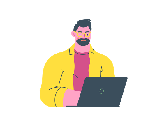 Man writing on laptop  Illustration