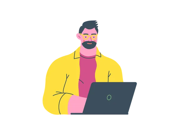 Man writing on laptop  Illustration