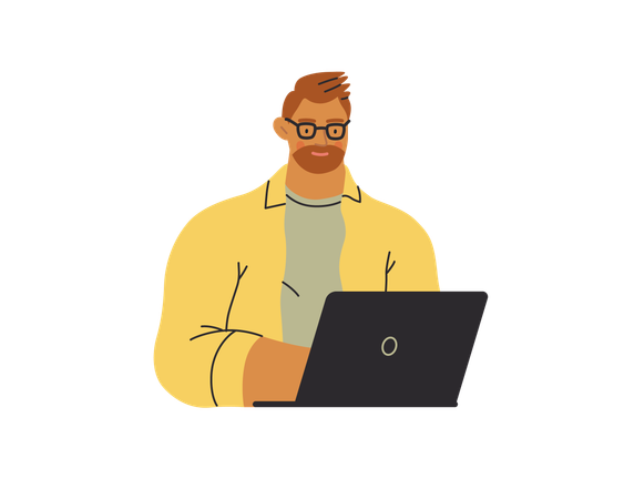 Man writing on laptop  Illustration