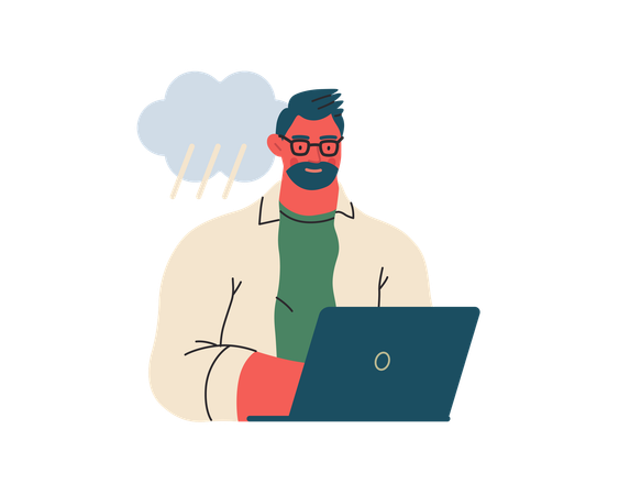 Man writing on laptop  Illustration