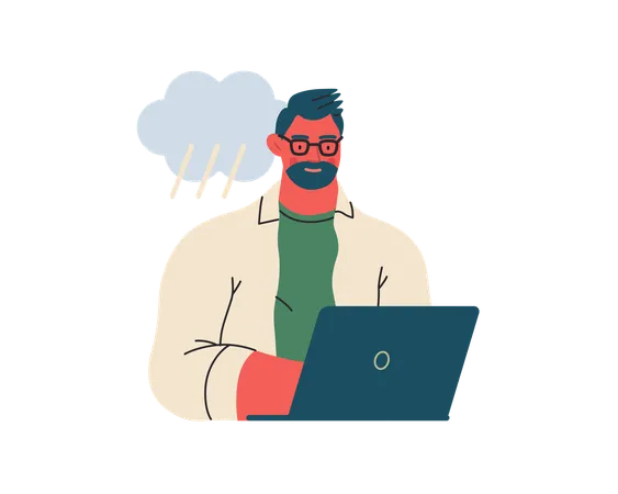 Man writing on laptop  Illustration