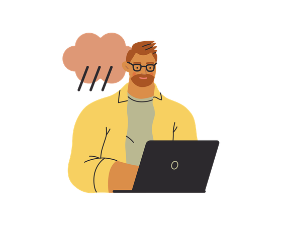 Man writing on laptop  Illustration