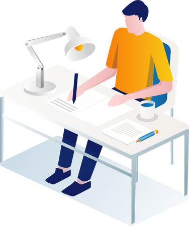 Man writing on paper  Illustration