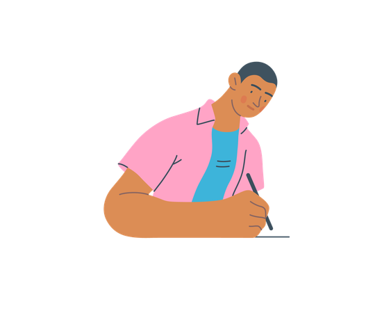 Man writing on paper  Illustration