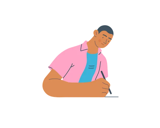 Man writing on paper  Illustration