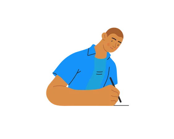 Man writing on paper  Illustration