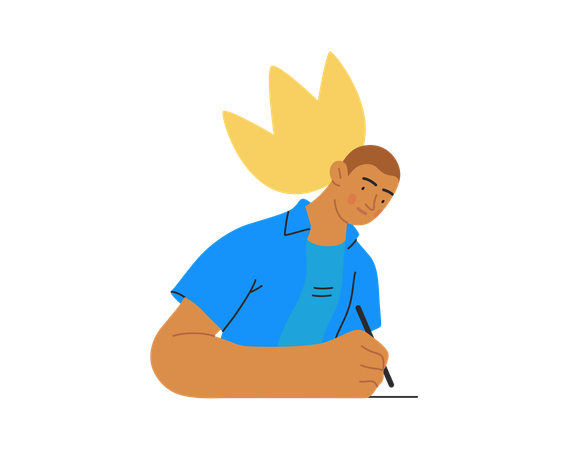 Man writing on paper  Illustration