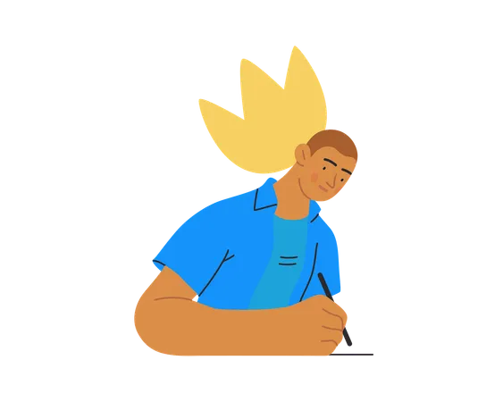 Man writing on paper  Illustration