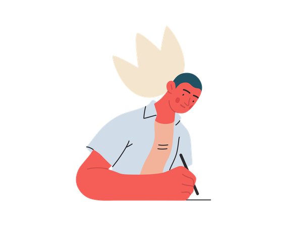 Man writing on paper  Illustration