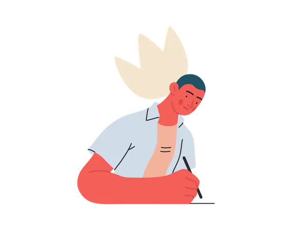 Man writing on paper  Illustration