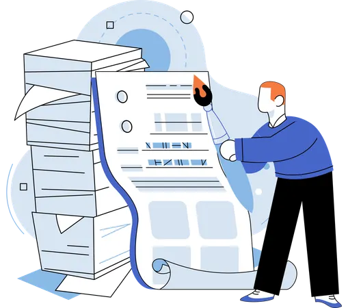 レポートを書く男性  イラスト