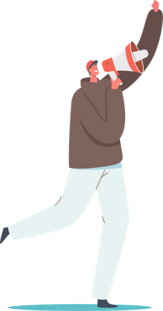 Man yelling in megaphone  Illustration