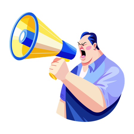 Man yelling on loudspeaker  Illustration