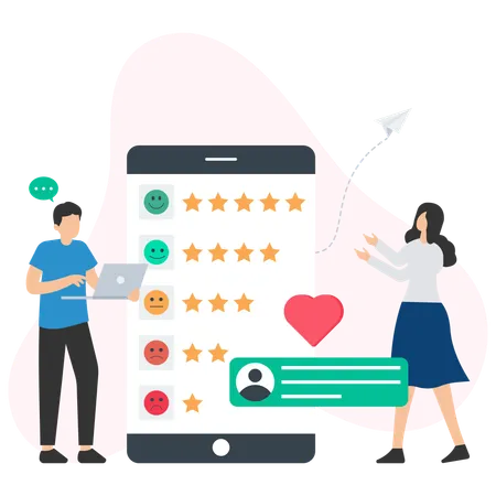 Mana and woman giving Customer feedback  Illustration