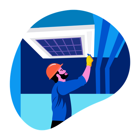 Mana doing duct cleaning  Illustration