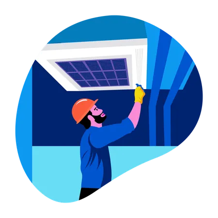 Mana doing duct cleaning  Illustration