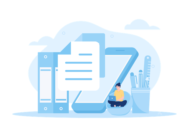 Management file on cloud  Illustration