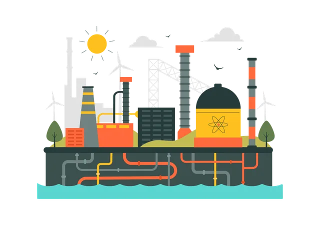 Management nicht erneuerbarer natürlicher Energieressourcen  Illustration