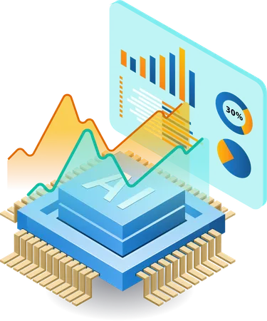 Management of business data analysis with artificial intelligence  Illustration