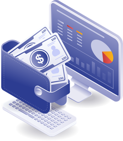 Management viewing at financial system analysis  Illustration