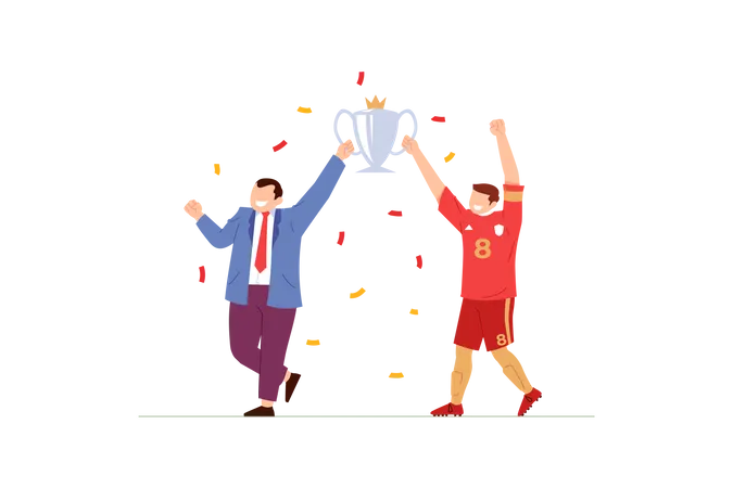 Manager and captain celebrate champion Illustration