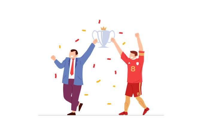 Manager and captain celebrate champion  Illustration