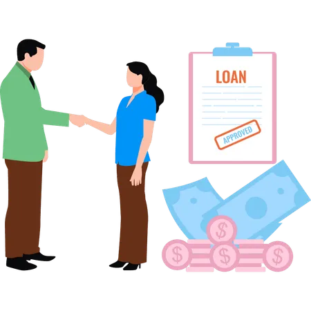 Manager approves loan file of customer  Illustration