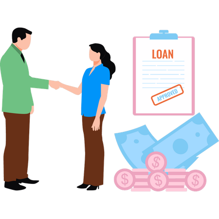Manager approves loan file of customer  イラスト
