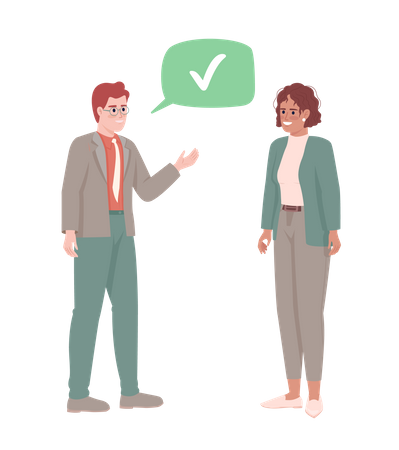 Manager approving employee proposal  イラスト