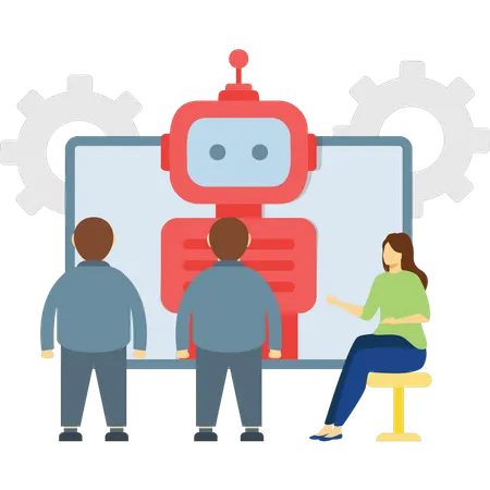 Manager, die an Robotermanagement arbeiten  Illustration