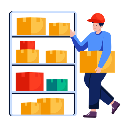 Manager arranges Parcel on racks  Illustration