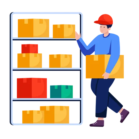 Manager arranges Parcel on racks  Illustration