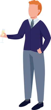 Manager at office party holding wine glass  Illustration