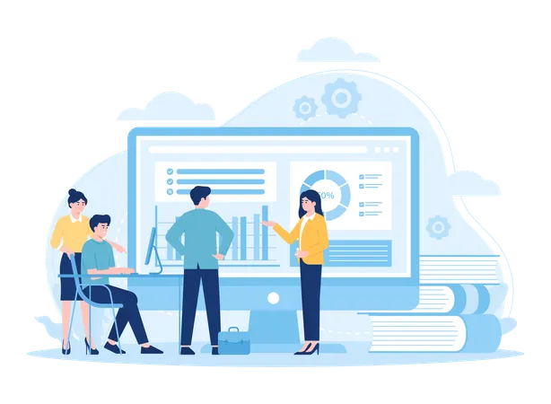 Manager auditing business data  Illustration