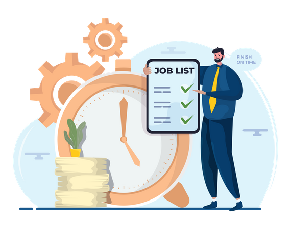 Manager building job task list  Illustration