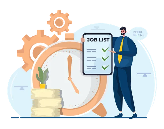 Manager building job task list  Illustration