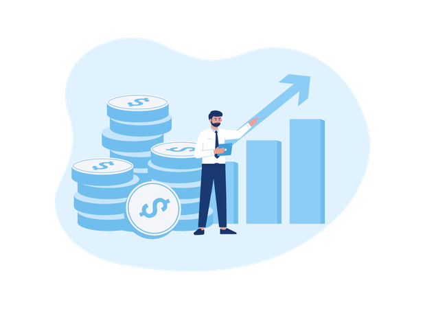 Manager controls the development of income statistics  Illustration