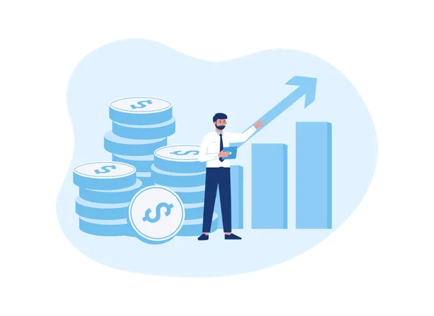 Manager controls the development of income statistics  Illustration