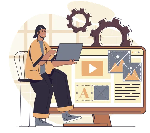 Manager designing web layout  Illustration