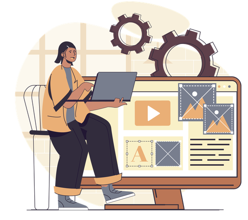 Manager designing web layout Illustration