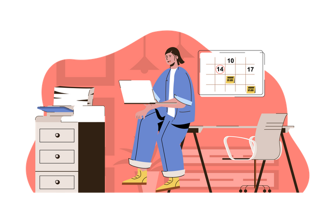 Manager doing business scheduling Illustration