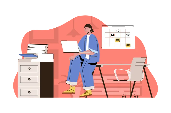 Manager doing business scheduling  Illustration